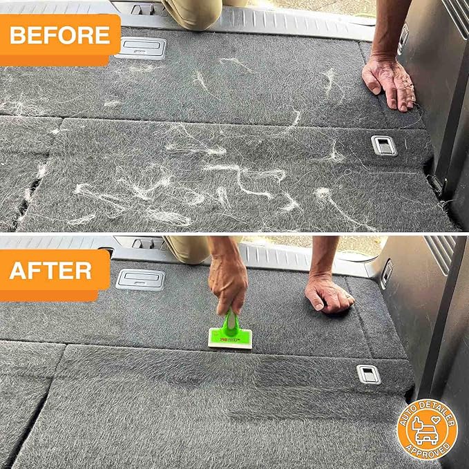 FurDozer X6 Pet Hair Remover & Auto Detailing Tool - Cat & Dog Hair Remover for Carpets, Car Interiors, Couches, Bedding, & Pet Furniture - Reusable Pet Hair Removal Tool for Fur & Lint (2-Pack)-PawvioPets