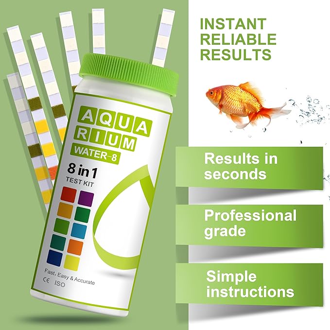 AAwipes Aquarium Ammonia Test Strips 8-in-1 |100 Strips | Quick & Accurate Water Testing for Freshwater & Saltwater Tanks -Test pH, Carbonate, Alkalinity, Hardness, Chlorine, Nitrite, etc. (K02-100)-PawvioPets