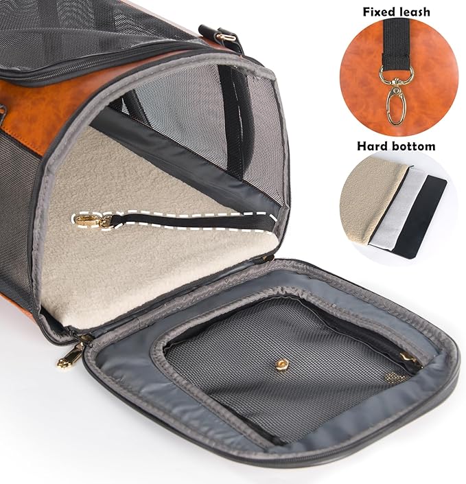 Dog Soft-Sided Carriers Pet Carrier for Small Dogs Cats, Fashion PU Leather Small Dog Carrier Pet Purse, Airline Approved Travel Pet Carrier for Puppy Kitten Small Animals-PawvioPets