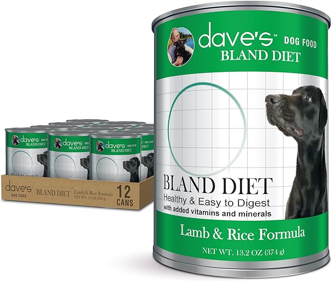 Dave's Pet Food Bland Dog Food (Lamb & Rice), Canned Wet Dog Food for Sensitive Stomachs, Gluten-Free, Digestive Care, 13.2 oz (Case of 12)-PawvioPets