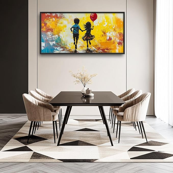 Framed Large Banksy Wall Art for Living Room, Oversized Colorful Graffiti Children Wall Decor, Peaceful Canvas Painting Pictures Modern Artwork Home Decoration for Living Room Bedroom 60"x30"-PawvioPets