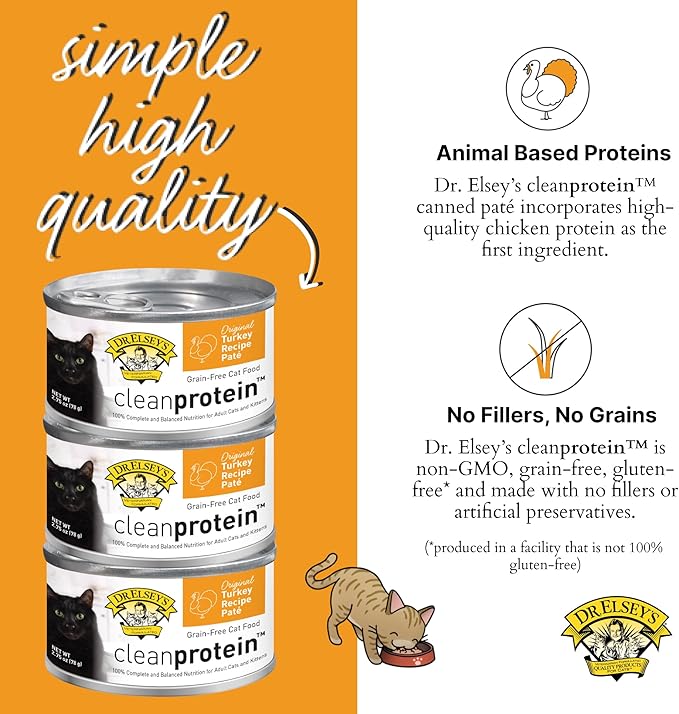 Dr. Elsey's cleanprotein Original Turkey Recipe Wet Cat Food, (Pack of 24), 2.75oz Cans-PawvioPets