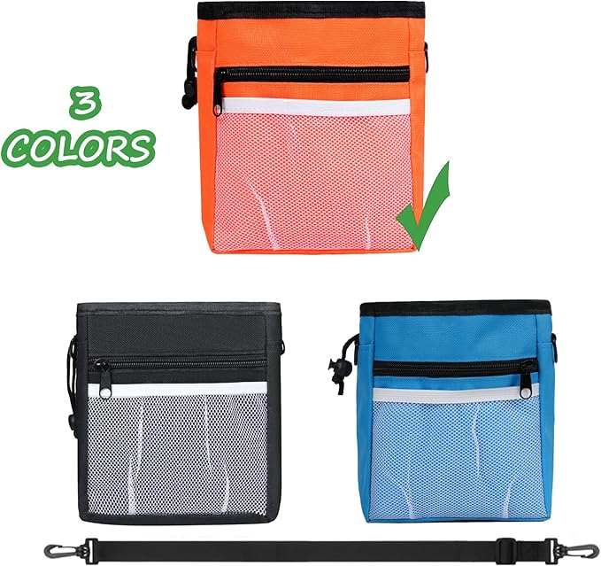 Dog Treat Pouch Pet Training Kit - Silicone Treat Bag Magnetic Closure, Puppy Training Clicker, Dog Whistle, Dog Water Bowls, Poop Bags & Holder, 4 Ways to Wear Walking Fanny Pack - Orange-PawvioPets