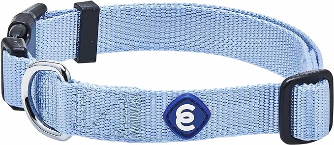 Blueberry Pet Essentials Dog Collar | Adjustable Girl Dog Collars for Medium Dogs | Chambray Blue Puppy Collar | Classic Nylon Dog Collars for Small Dogs | Pet Accessories-PawvioPets