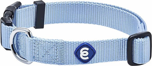 Blueberry Pet Essentials Dog Collar | Adjustable Girl Dog Collars for Medium Dogs | Chambray Blue Puppy Collar | Classic Nylon Dog Collars for Small Dogs | Pet Accessories-PawvioPets