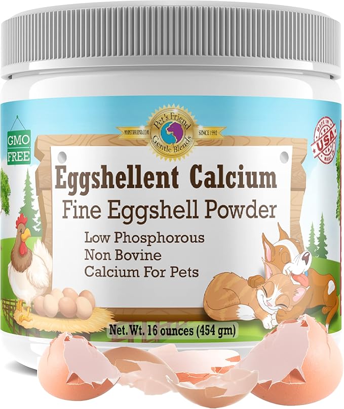 Calcium for Dogs and Cats - Fine Eggshell Powder - Strong Hip & Joint Supplement for Dogs and Cats- Dietary Supplement - No Additives - Pet's Friend Eggshellent Calcium 16oz-PawvioPets