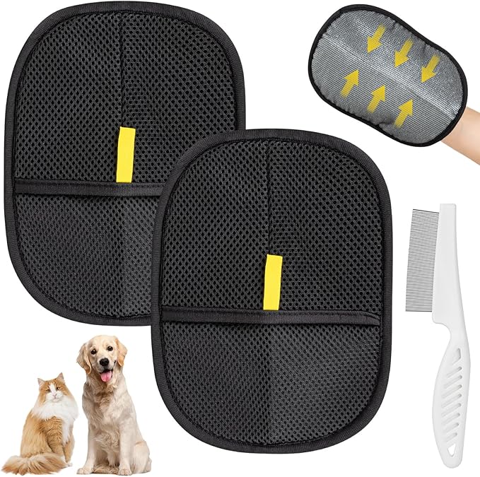 2Pcs Pet Hair Removal Glove, Electrostatic Gloves Pet Hair, Reusable Cat Hair Remover Glove, Upgraded Hair Removal Tool-PawvioPets