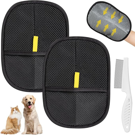 2Pcs Pet Hair Removal Glove, Electrostatic Gloves Pet Hair, Reusable Cat Hair Remover Glove, Upgraded Hair Removal Tool-PawvioPets