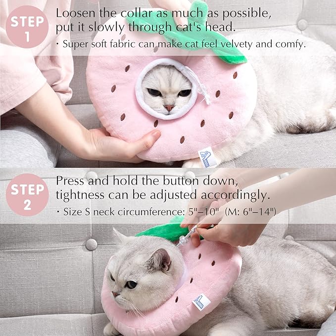 ANWA Adjustable Cat Cone Collar Soft, Cute Cat Donut Collar After Surgery, Kitten Recovery Cones to Stop Licking-PawvioPets