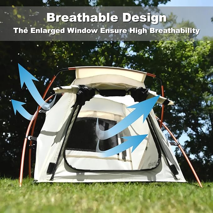 Dog Tent Cat Tent with Aluminum Poles and Camping Mat, Outdoor Waterproof Pet Tent with Zippered Mesh Door, Dog House, Cat House, Pet Playpen, Portable and Collapsible (White, Small)-PawvioPets