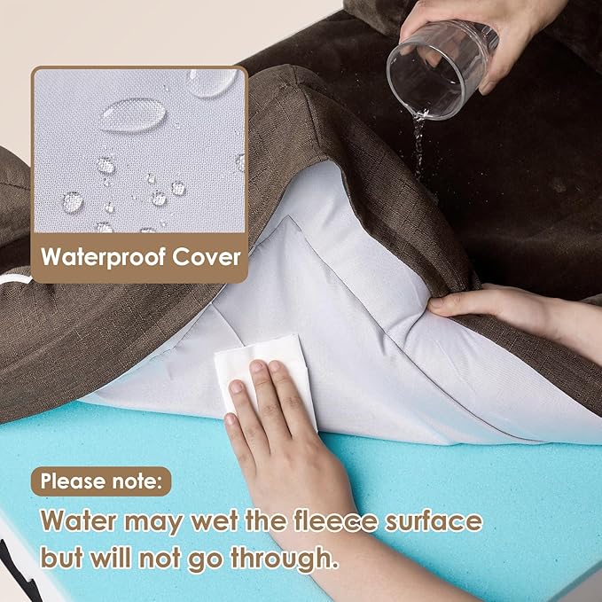 EHEYCIGA Orthopedic XL Dog Beds, Waterproof Memory Foam Dog Bed for Extra Large Dogs, Non-Slip Bottom and Egg-Crate Foam Big Pet Couch Bed with Washable Removable Cover, Brown-PawvioPets