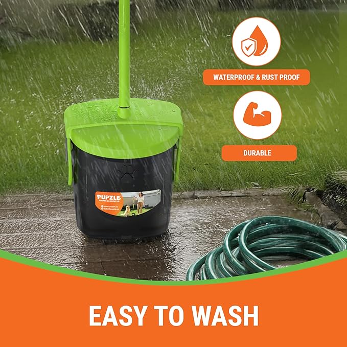 Dog Pooper Scooper with Bag Attachment, 40" Long Handle Pooper Scooper for Large Dogs, Dog Poop Scoop for Yard, Large Capacity Swivel Bin and Rake, Lavender Scented Bags (Green)-PawvioPets