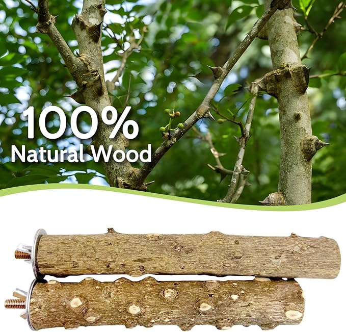 BNOSDM Natural Wood Bird Ladder Perch 6Pcs Parrot Stand Branches Climbing Chewing Stick Parakeet Swing Toys Cage Accessories Paw Grinding Fork Sets for Lovebirds Cockatiels Conure Budgies-PawvioPets