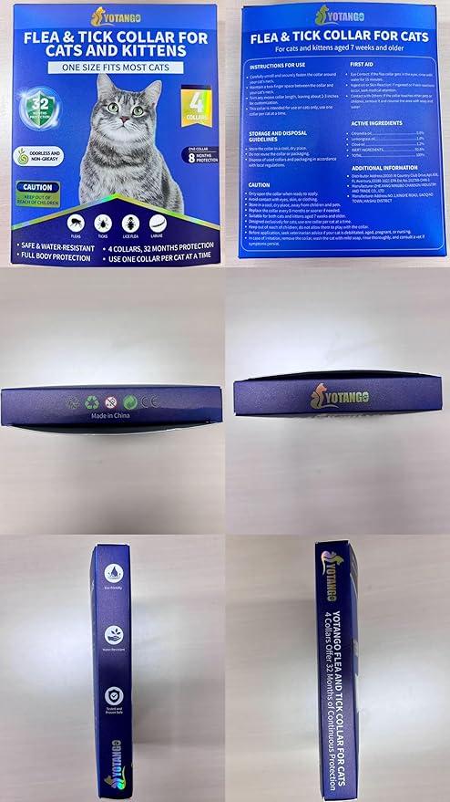 4 Pack Flea Collar for Cats, 32 Months Flea and Tick Prevention for Cats, Waterproof Cat Flea Collar, Natural Cat Flea and Tick Treatment, Adjustable Flea and Tick Collar for Cats Kittens(4 Colors)-PawvioPets