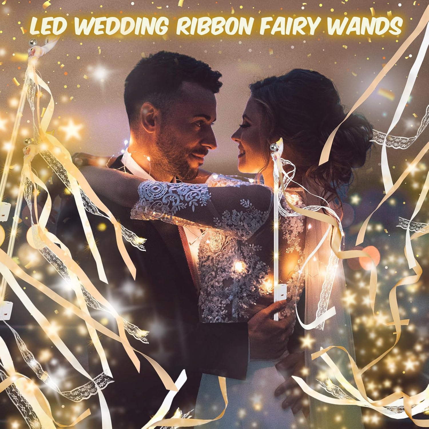 58 PCS Wedding Wands with Lights,Fairy Wands, LED Silk Fairy Wand with Bells for Wedding Send Off, New Year, Raves, Concert, Birthday