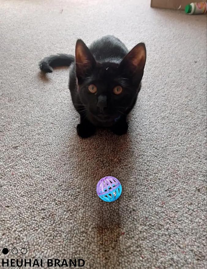 5-Piece Cat Toy Balls with Bells for Kittens and Indoor Cats, Over The Moon(1.5'', Basic Cat Toy Set)-PawvioPets