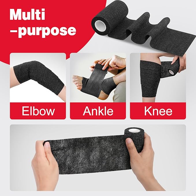 AZEN 9 Pack Self Adhesive Bandage Wrap, 4" X 5 Yards Elastic Cohesive Bandage Wrap, Color Athletic Tape, Tattoo Grip Tape Wrap, Vet Wrap, Ankle Tape-PawvioPets