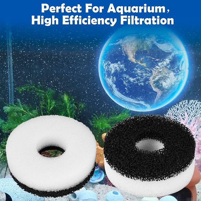 Foam and Carbon Rings Filter Replacement Compatible with Biorb Aquariums(10 carbon foams, 10 regular foams, 2 cleaning brushs and 1 piece cleaner pad)-PawvioPets