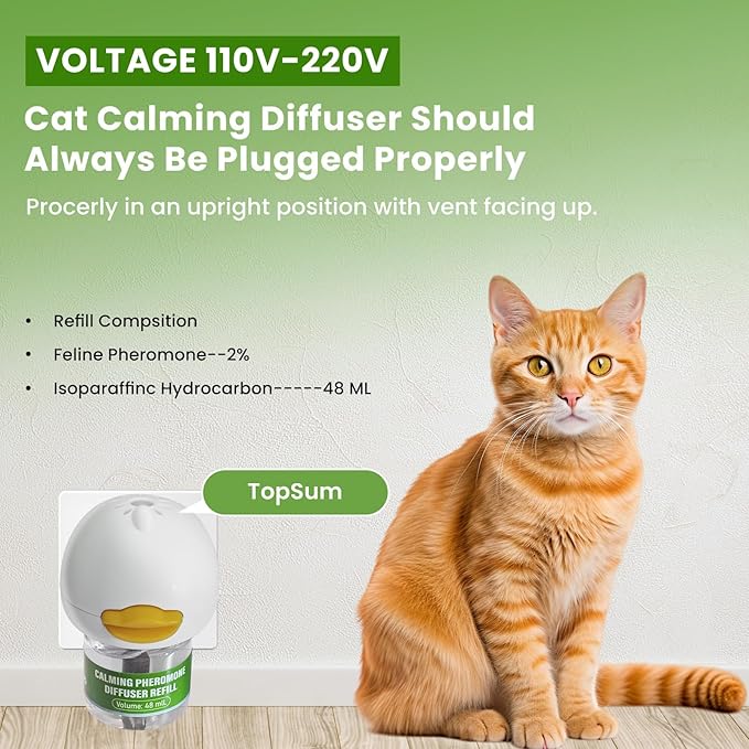 Calming Diffuser Kit for Cat, Cat Pheromone Calming Diffuser Starter Helps Ruduce Anxious, Anti-Stress & Comforts Cats (2 Diffuser + 6 Refills)-PawvioPets