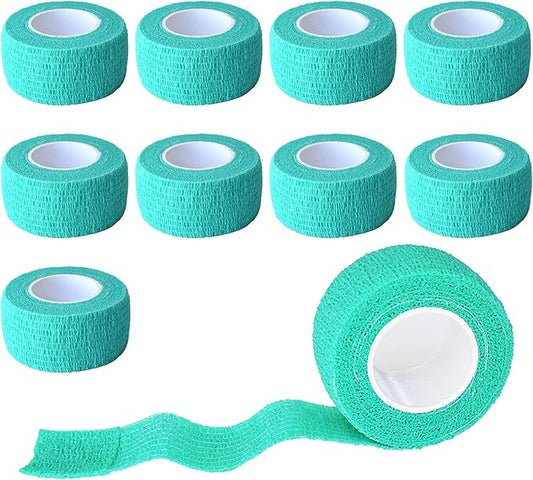 9 Pack 1" x 5 Yards Self Adhesive Bandage Wrap Self Stick Wrap for Ankle, Wrist, Finger, Sports, Breathable Cohesive Vet Tape for Pets (Middle Green)-PawvioPets