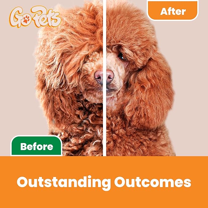 GoPets Double Row Dematting Rake, Undercoat Grooming Tool for Thick and Long Coat Pets, Ideal for Sensitive Skin, Reduces Breakage, Supports Daily Shedding Control, Detangler for Dogs and Cats-PawvioPets