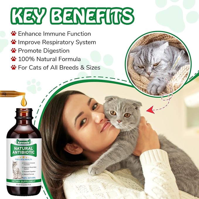 Antibiotics for Cats | Cat Antibiotics | Natural Antibiotics for Cats | Pet Antibiotics | Cat Itchy Skin Relief | Cat Allergy Relief | Cat Antibiotics for Skin Infection | 2 Fl Oz-Chicken Flavour-PawvioPets