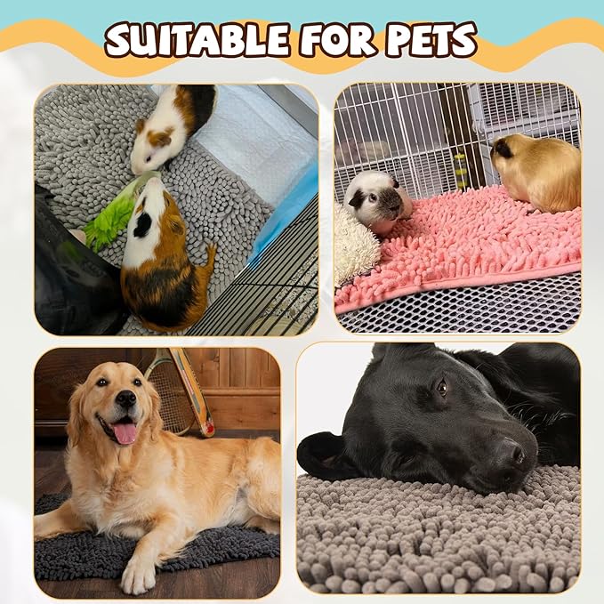 8 Pcs Guinea Pig Liner Washable Rabbit Cage Liner 16x12 Inch Guinea Pig Fleece Mats Reusable Bedding Pee Pads for Small Animals, Bunny (Gray, Green, Pink, Blue)-PawvioPets