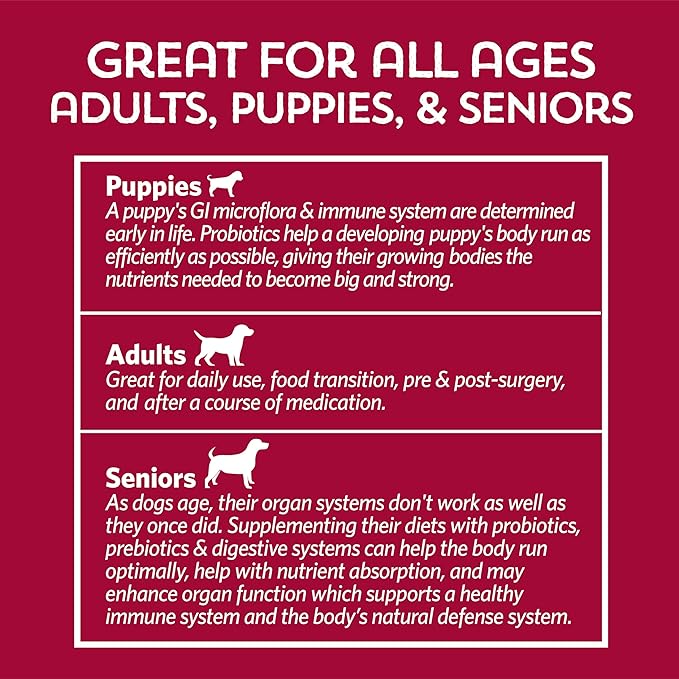 Fidobiotics Good Guts for Big Mutts Probiotic for Dogs, 12 Billion CFUs, 11 Strains, 5 Digestive Enzymes, 2 Prebiotics, Digestive Gut Health for Dogs, Adult & Puppy Probiotics Supplements (20 Days)-PawvioPets