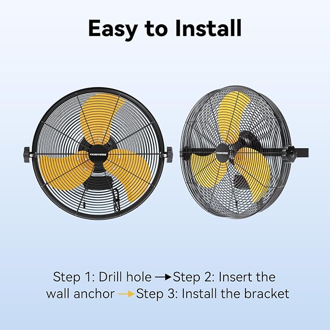 14 Inch Wall Fan Pro Series - Waterproof Motor High Velocity Wall Mount Fans for Commercial, Residential, Warehouse, Covered Patio, Shop, Garage, Barn 3 Speed 3000 CFM UL Safety Listed-PawvioPets