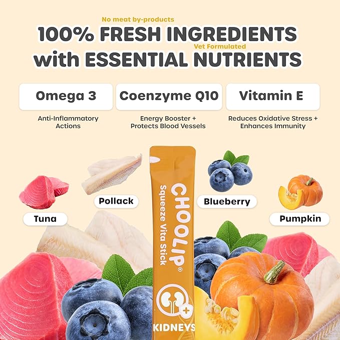 Bundle | Kidney + Brain Pouches. 14 Squeeze Vita Sticks (7 Kidney + 7 Brain) with Essential multivitamins. [Both Products are for Cats & Dogs of All Life Stages]-PawvioPets