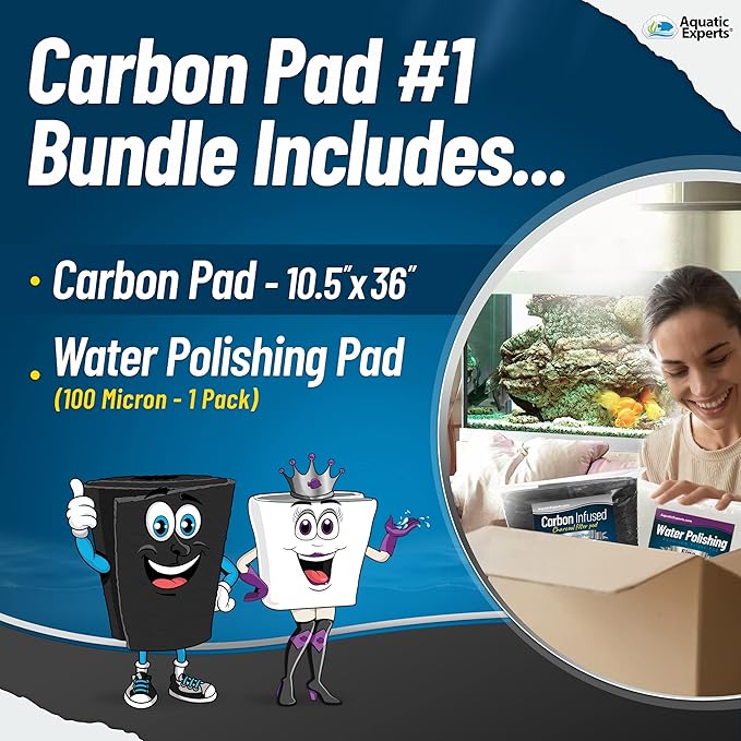 Aquarium Carbon Pad - Cut to Fit Carbon Infused Filter Pad Media for Crystal Clear Fish Tank and Ponds (10.5 Inch Width, Aquarium Bundle)-PawvioPets