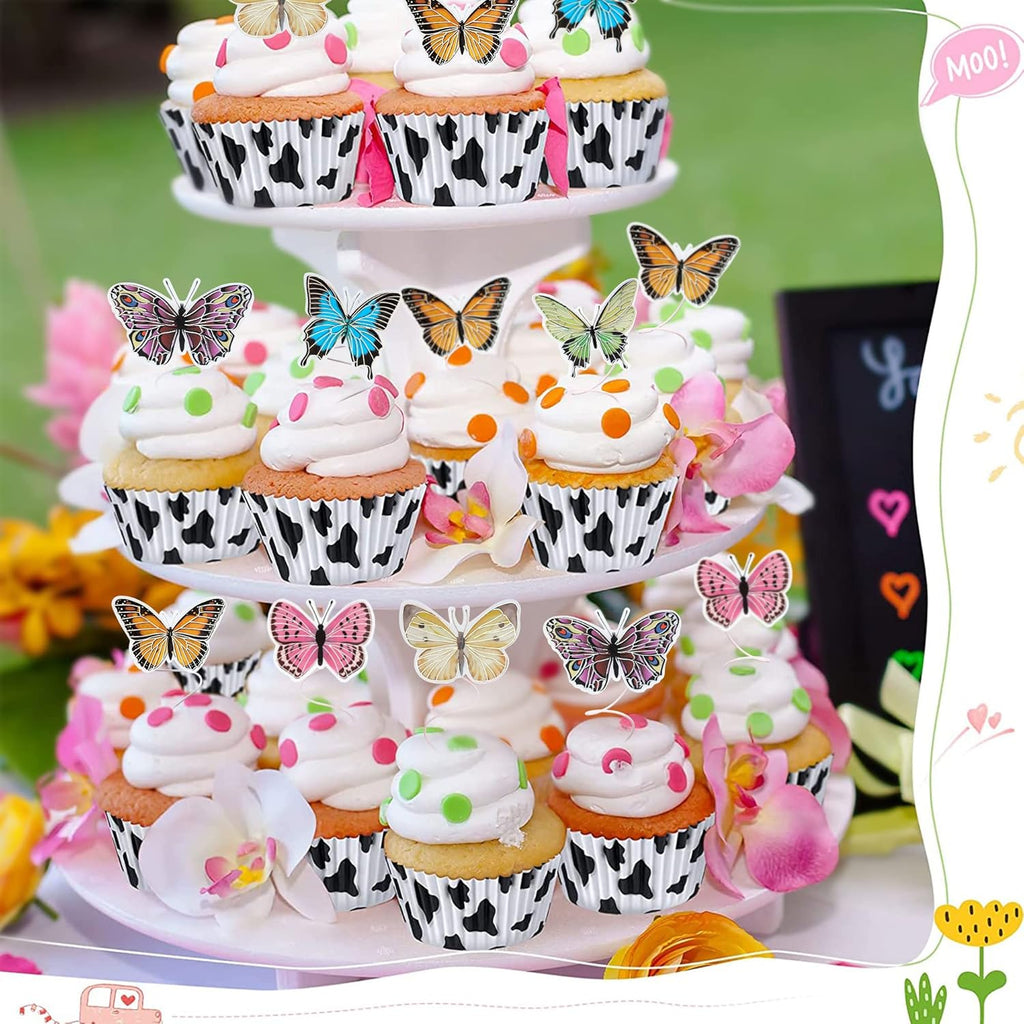 Gyufise 36Pcs Butterfly Cupcake Toppers - Lively Art 3D Butterfly Cake Decorations for Girls' Birthday, Wedding, Party - Multicolor