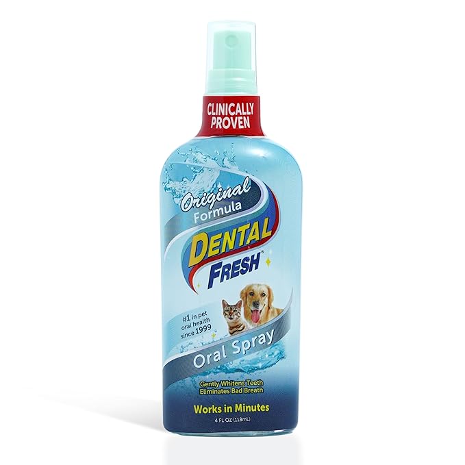 Dental Fresh Oral Spray for Dogs and Cats, Eliminates Bad Breath and Protects Their Teeth & Gums, 4 Fl Oz.-PawvioPets
