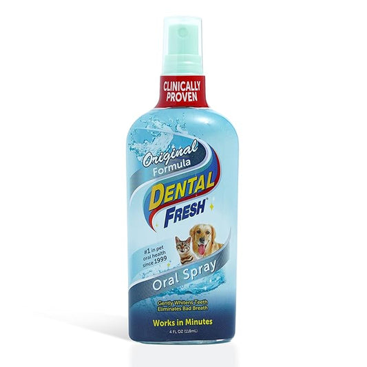 Dental Fresh Oral Spray for Dogs and Cats, Eliminates Bad Breath and Protects Their Teeth & Gums, 4 Fl Oz.-PawvioPets