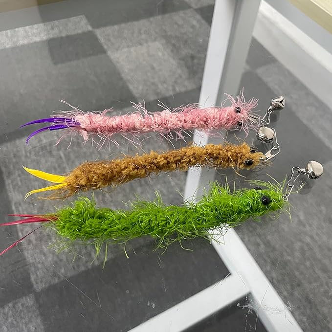 AcceLeah Cat Worm Toy Refills - Assorted Teaser Wand Toys with Bell (11 Pcs)-PawvioPets
