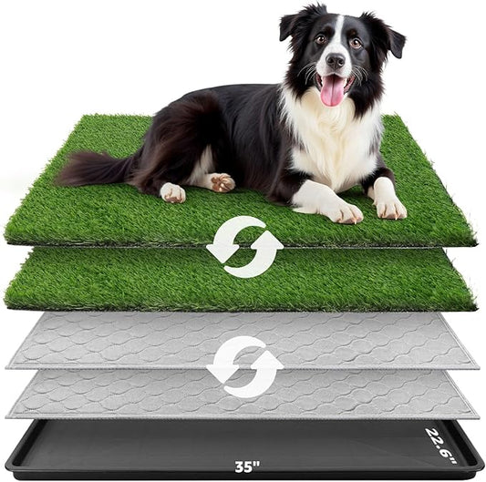 Dog Grass Large Potty Patch, Dog Litter Boxes Artificial Grass Bathroom Turf for Pet Training, Washable Puppy Pee Pad, Perfect Indoor/Outdoor Portable Potty Pet Loo-PawvioPets