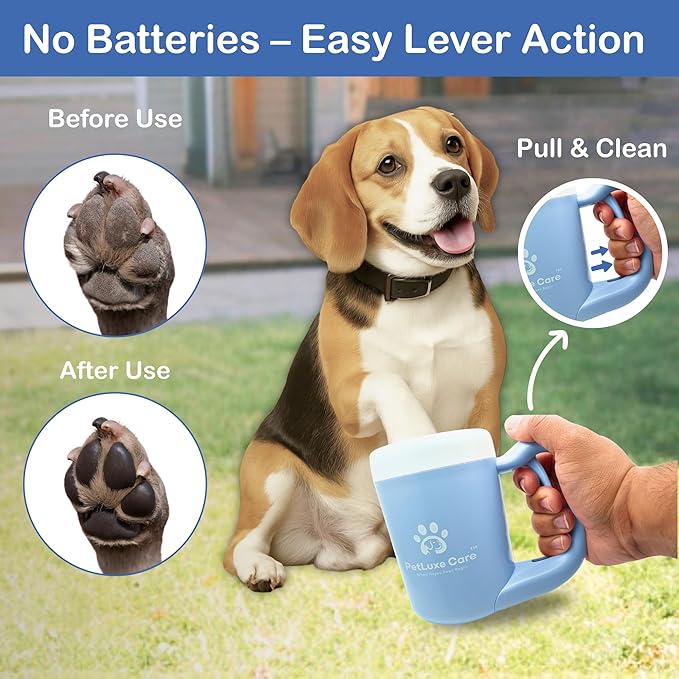 Dog Paw Cleaner for Small & Medium Dogs – Portable Paw Washer Cup with Soft Silicone Brush, Towel & Moisturizing Balm – Gently Cleans Muddy Paws After Walks (Blue, Medium)-PawvioPets
