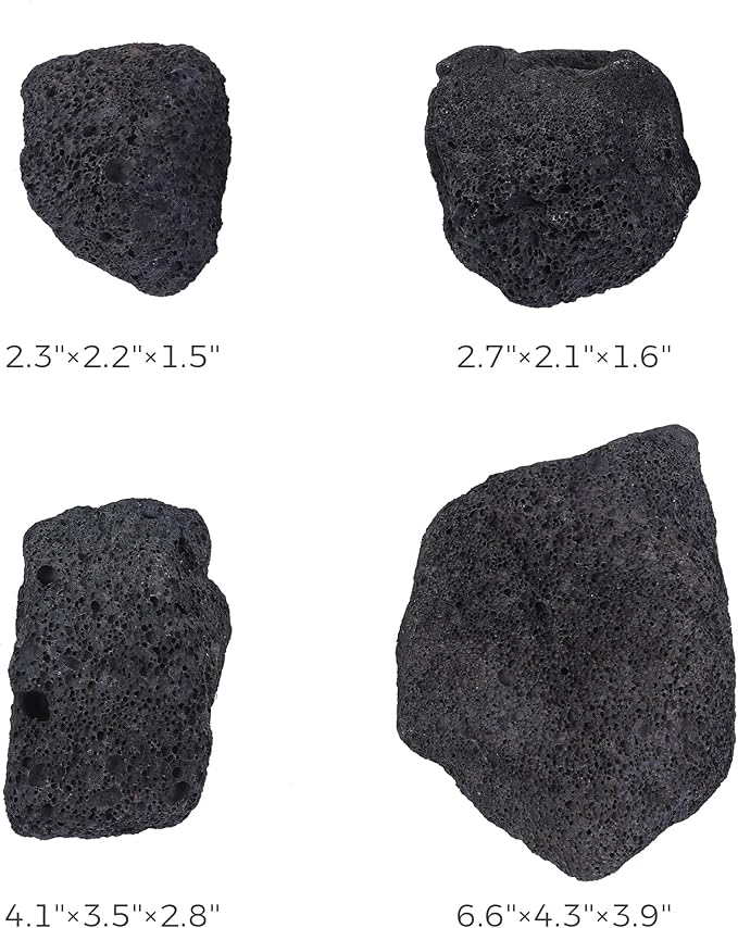 2-6 Inches Large Natural Black Lava Rock 4 PCS Aquarium Rocks for Aquascaping, Aquarium Landscaping, Terrariums, Fish Tank Decoration, Vivariums, Paludarium, Reptile and Amphibian Enclosures-PawvioPets