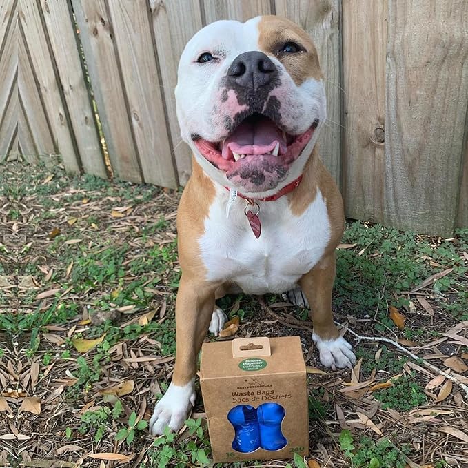 Best Pet Supplies Dog Poop Bags (240 Bags) for Waste Refuse Cleanup, Doggy Roll Replacements for Outdoor Puppy Walking and Travel, Leak Proof and Tear Resistant, Thick Plastic - Blue (Unscented)-PawvioPets