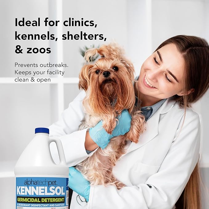 ATP KennelSol 1-Step Kennel Cleaner - 1 Gallon (Pack of 4) Liquid Disinfectant, Effective Against Bacteria and Viruses, Deodorizer Wintergreen Scent by Alpha Tech Pet-PawvioPets