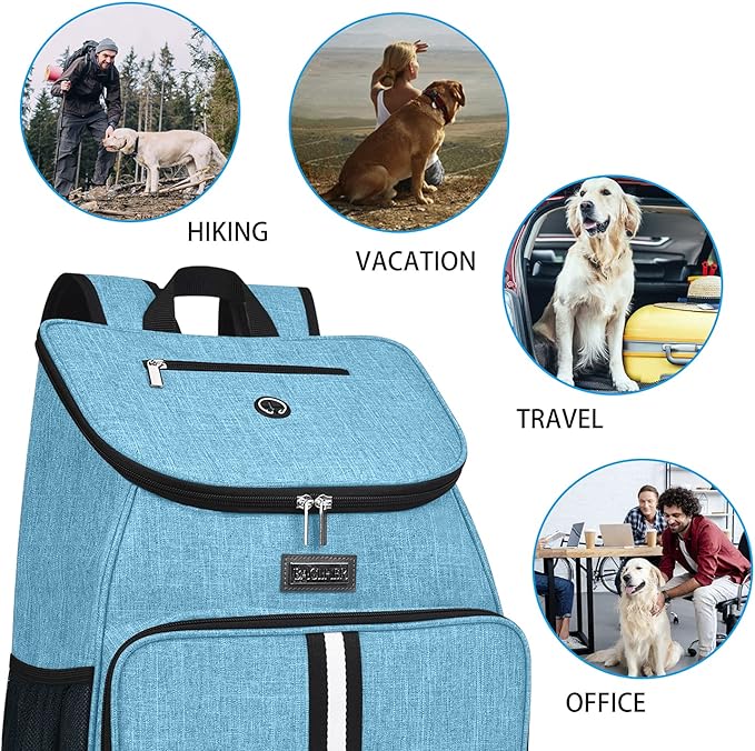 BAGLHER丨Dog Travel Bag, Airline Approved Pet Supplies Backpack, Dog Travel Backpack with 2 Silicone Collapsible Bowls and 2 Food Baskets-PawvioPets