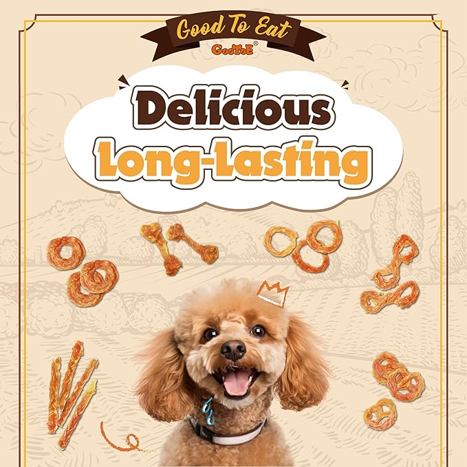 Gootoe Turkey Tendon Dog Treats, Stick (M) 3.17 oz, USA-Sourced Turkey Tendon, Natural Snack, Premium Puppy Chews, Hypoallergenic, Rawhide Free, Reseal Value Bags, Size for Medium Dogs-PawvioPets