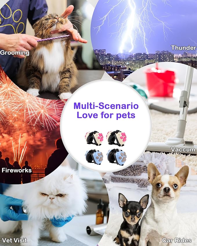 Calming Earmuffs for Cats and Small Dogs - for Anxiety Relief - Noise Canceling for Fireworks, Thunderstorms, Pet Grooming & Force Drying - Dog Ear Muffs Noise Protection (Blue, Small)-PawvioPets