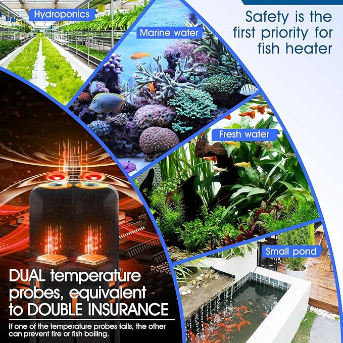 hygger Aquarium Heater 500W/800W/1000W,Fish Tank Heater with Danger Warning Automatically Stops Heating System and Digital LED Controller,for Freshwater or Saltwater 60-135 Gallon Tank-PawvioPets