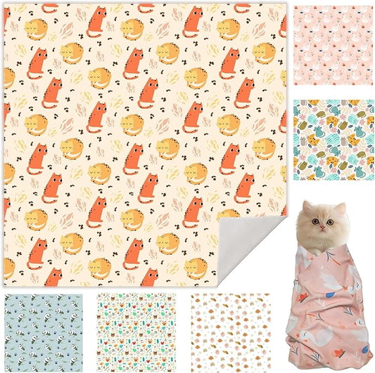 33.5" Cat Wrap for Grooming, Maximum, Self-Adherent Soft Cat Blanket for Nail Clipping, Anti-Bite-Scratch-Escape Calming Wrap, Cats Burrito Swaddle for 6-18 lbs (Orange Kitten, XX Large)-PawvioPets