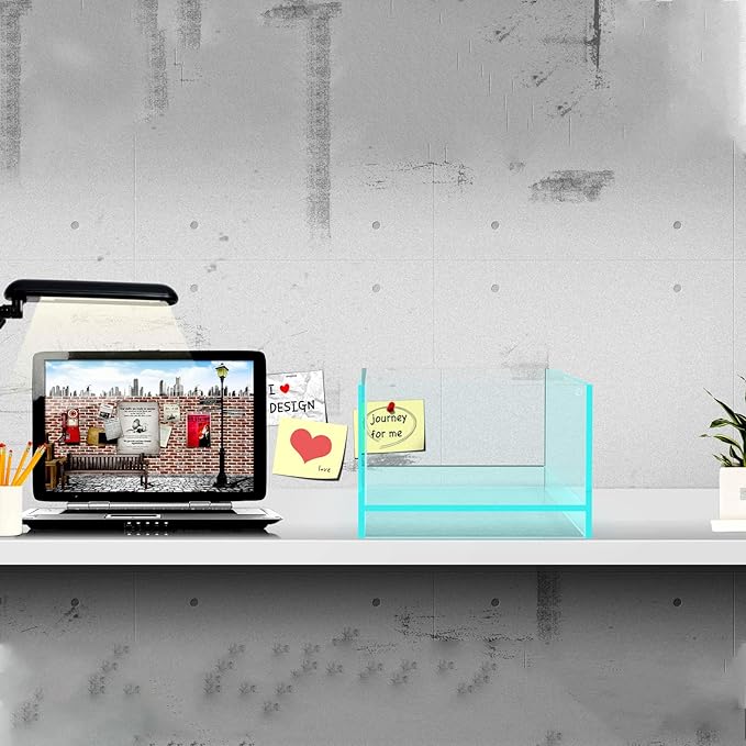 Fzone 1.7 Gal Nano Rimless Aquarium Low Iron Fish Tank NovaClear Ultra-White Translucent Glass Verso Series Nano Shallow Pond Levitating Floating Air Aquarium(A30-W18)-PawvioPets