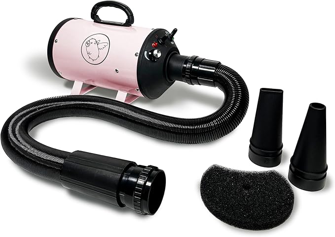 Flying Pig High Velocity Dog Pet Grooming Dryer w/Heater (Pastel Pink w/Grey Logo)-PawvioPets