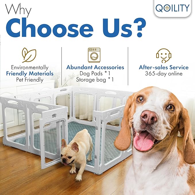 Clear Dog Playpen Indoor, Effectively Relieves Pet Anxiety, Suitable for Most Dogs, White-PawvioPets