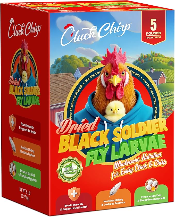 Dried Black Soldier Fly Larvae, Non-GMO, Natural Chicken Treats & High-Protein Poultry Snacks for Backyard Chickens, Laying Hens & Ducks, 5 lb Box-PawvioPets