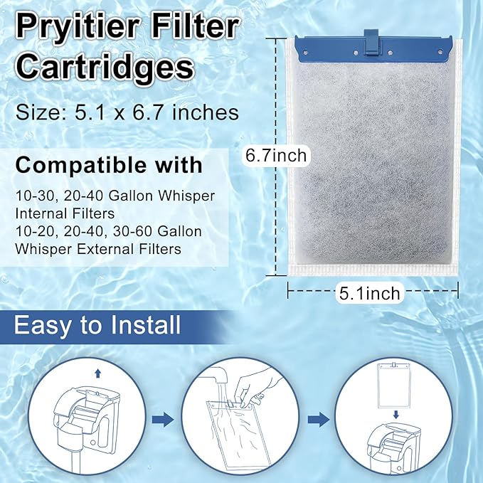 10 Pack Filter Cartridge for Whisper Bio-Bag Filters, Large Aquarium Replacement Filter Cartridges for Whisper Filters 20i,40i/IQ20,30,45,60/PF20,30,40,60 and ReptoFilter-PawvioPets